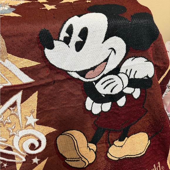 Disney Mickey Mouse Maroon and Black Throw Blanket - Picture 4 of 7